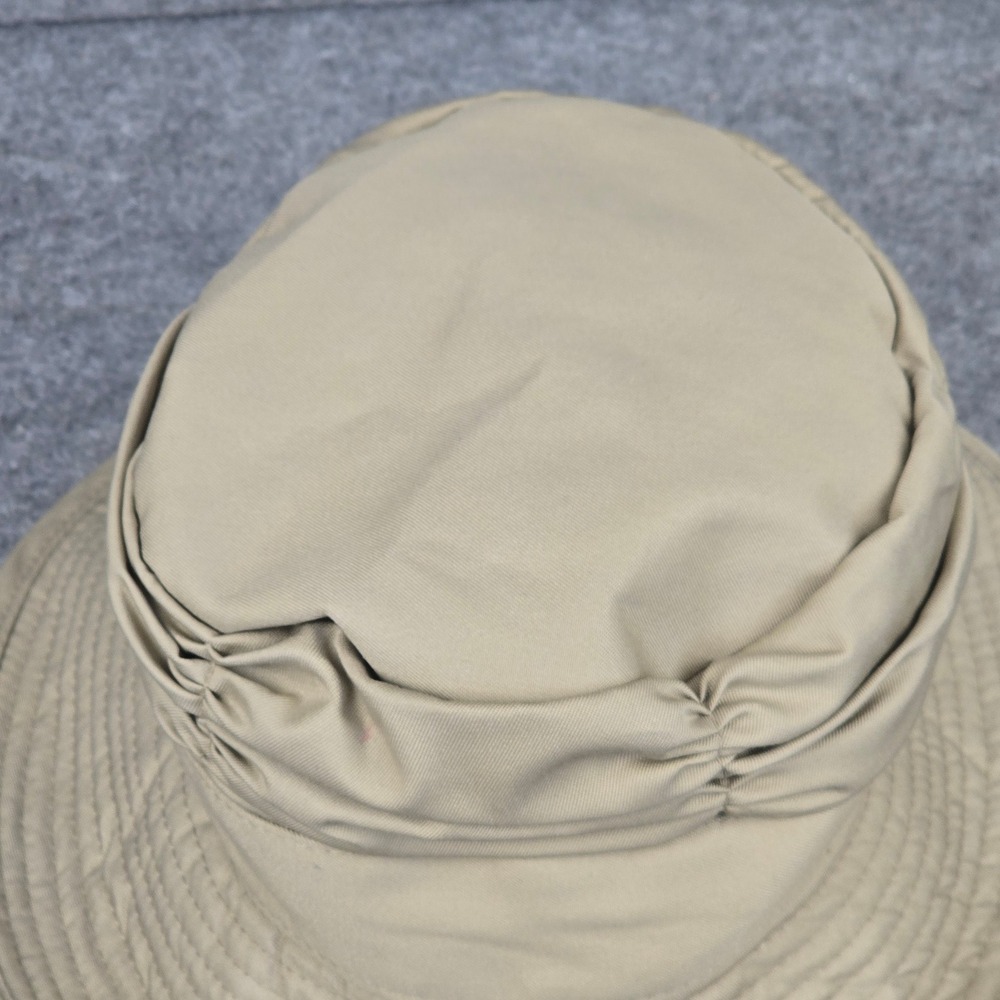 Burberry Bucket Hat Womens 7 Tan Ruched Nova Check Lining Vintage England Clean! - Picture 7 of 16